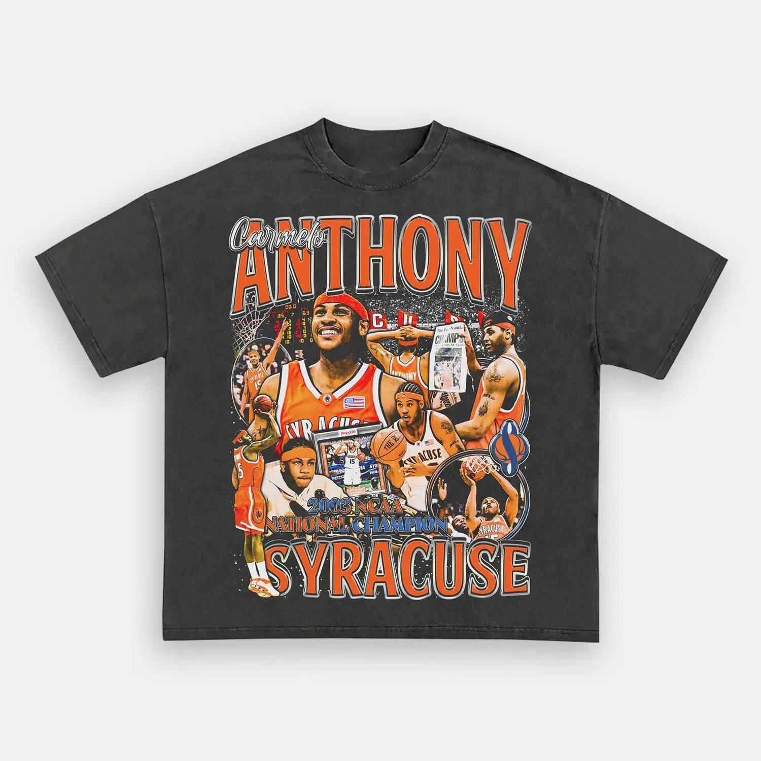 Unisex-Adult Ultra Cotton Washed T-Shirt Graphic CARMELO SYRACUSE TEE 