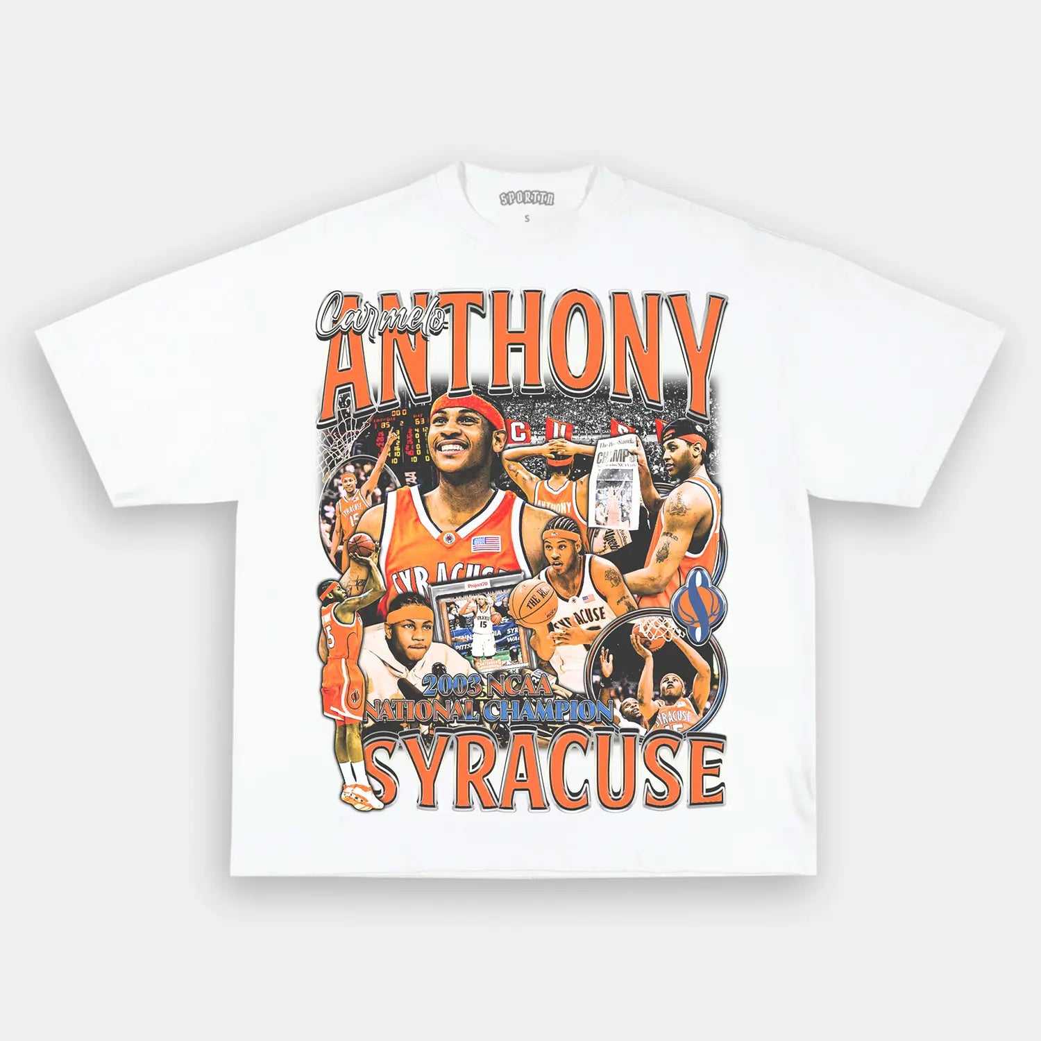 Unisex-Adult Ultra Cotton Washed T-Shirt Graphic CARMELO SYRACUSE TEE 