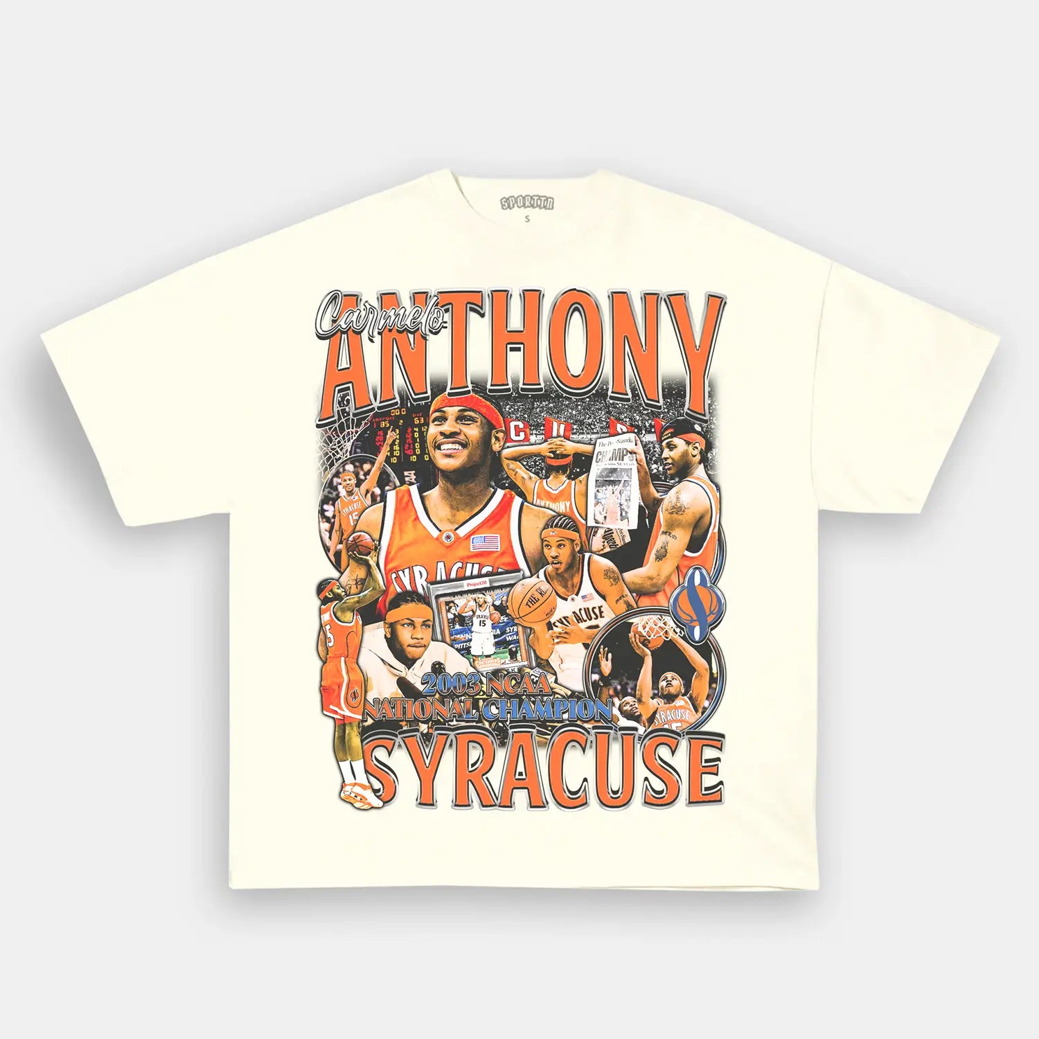 Unisex-Adult Ultra Cotton Washed T-Shirt Graphic CARMELO SYRACUSE TEE 