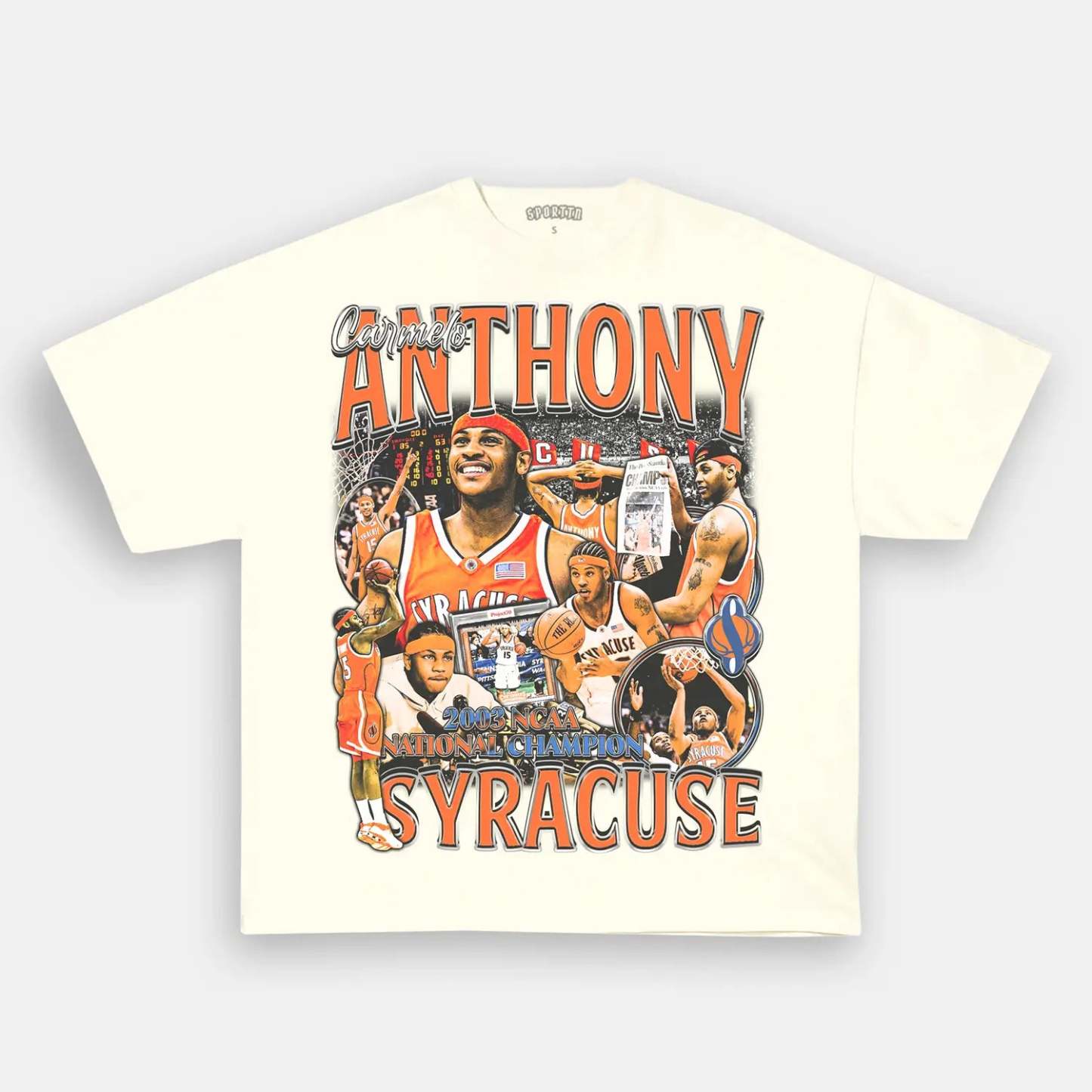 Unisex-Adult Ultra Cotton Washed T-Shirt Graphic CARMELO SYRACUSE TEE 