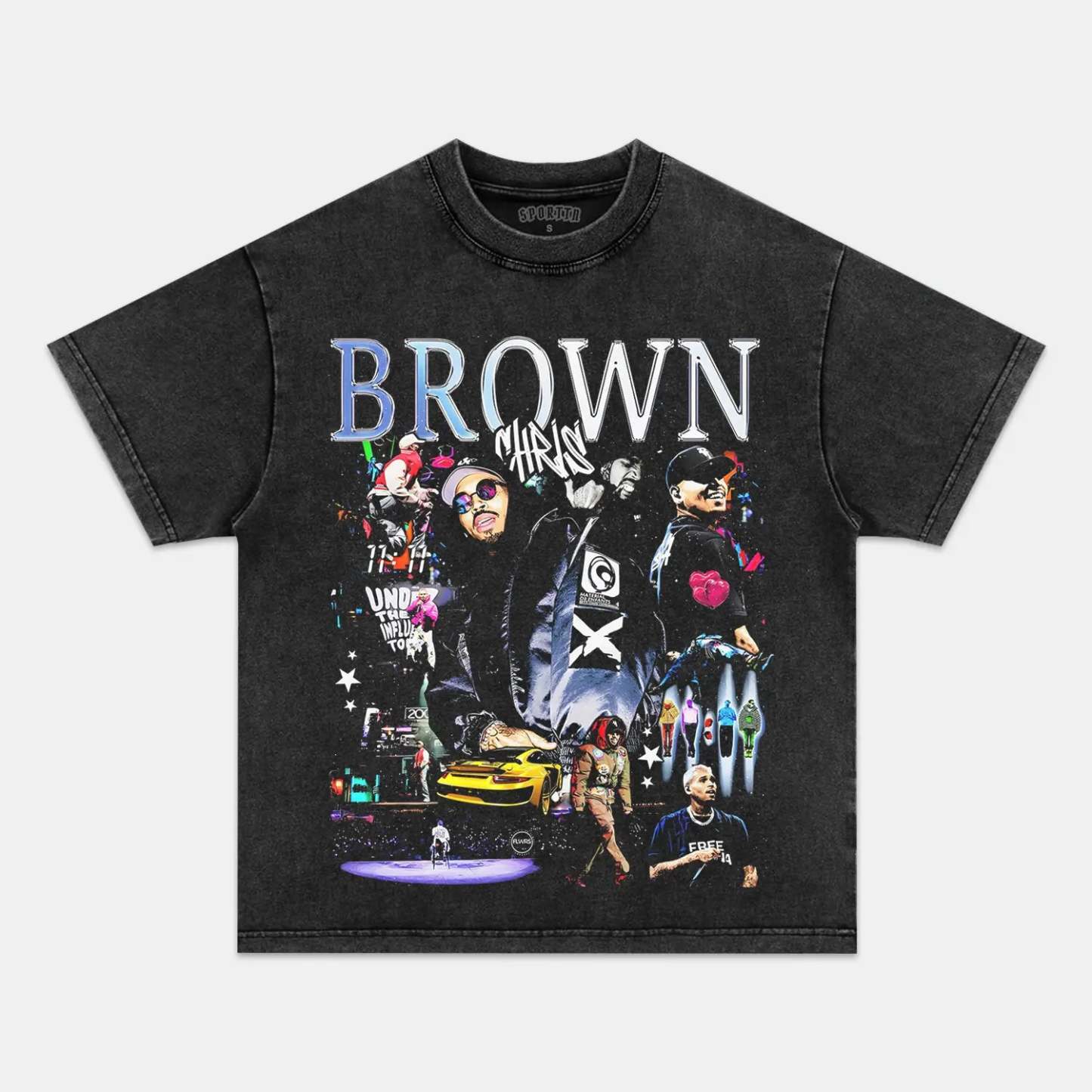 Unisex-Adult Ultra Cotton Washed T-Shirt Graphic CHRIS BROWN VINTAGE T