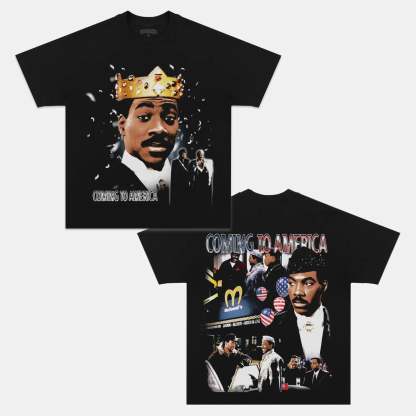 Unisex-Adult Ultra Cotton Washed T-Shirt Graphic COMING TO AMERICA TEE 