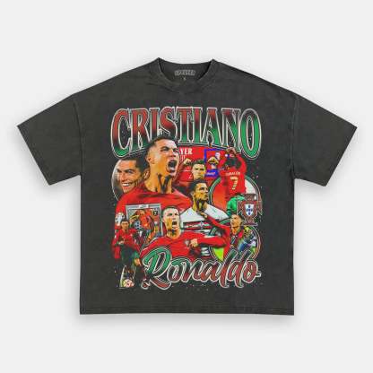 Unisex-Adult Ultra Cotton Washed T-Shirt Graphic CRISTIANO RONALDO TEE 