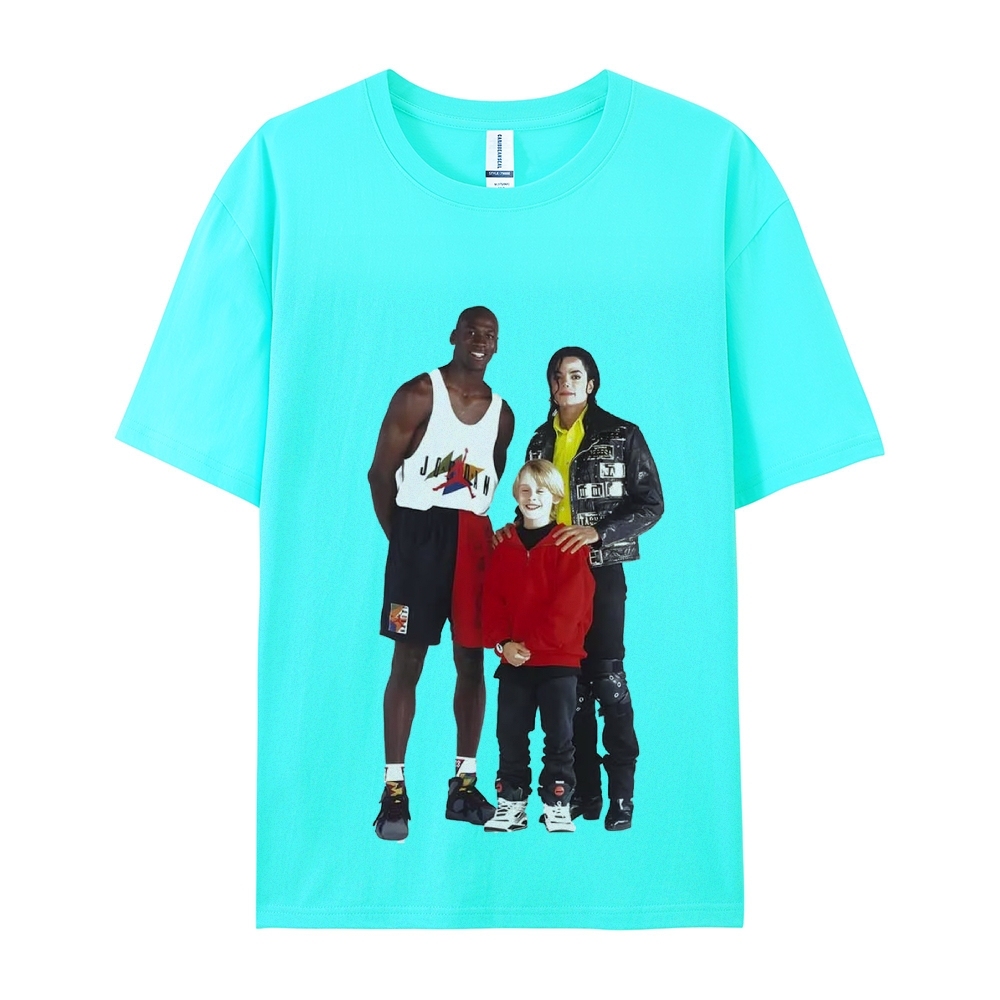 Unisex-Adult Ultra Cotton Washed T-Shirt Graphic MICHAEL JORDAN-MICHAEL JACKSON-MACAULAY CULKIN TEE
