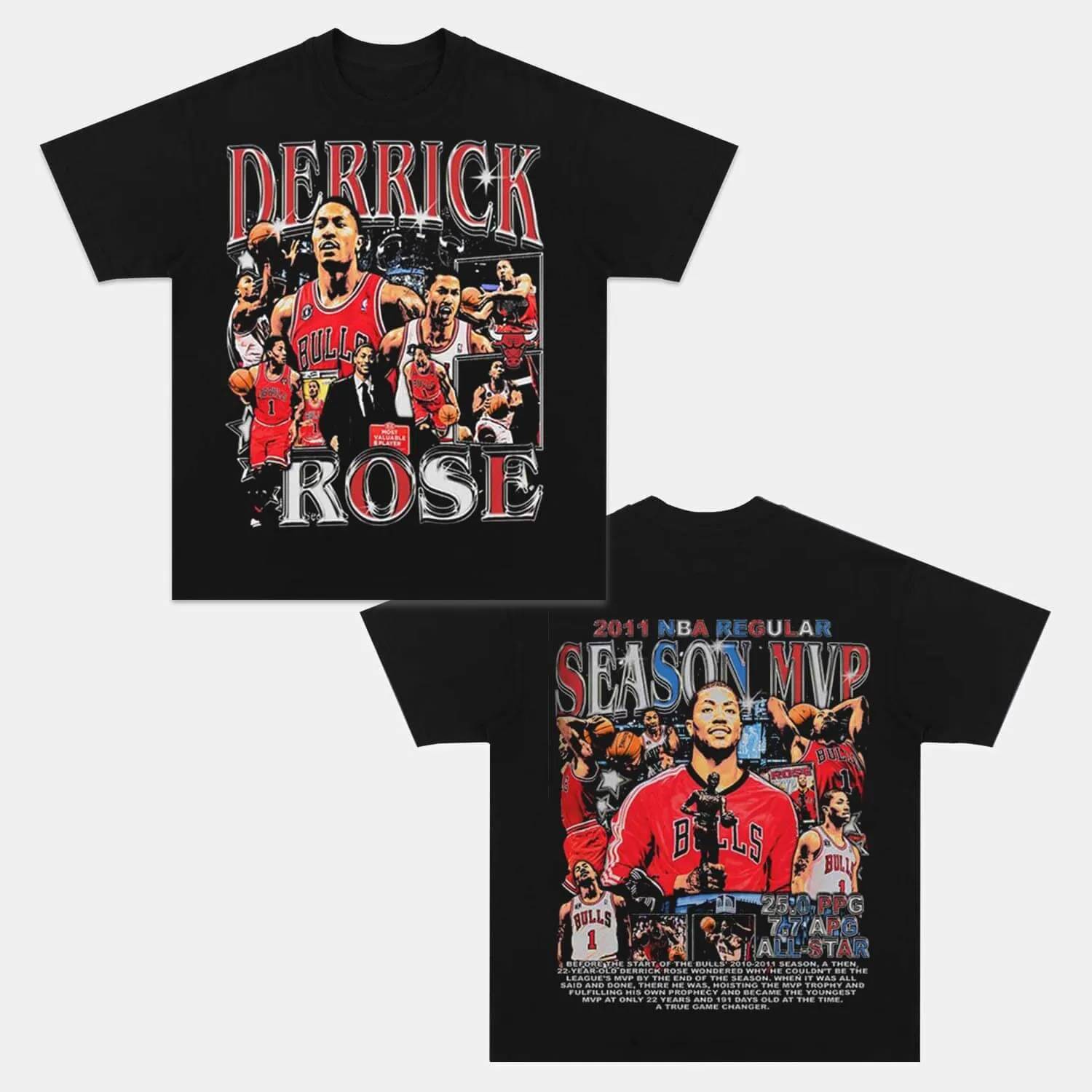 Unisex-Adult Ultra Cotton Washed T-Shirt Graphic DERRICK ROSE VINTAGE TEE 