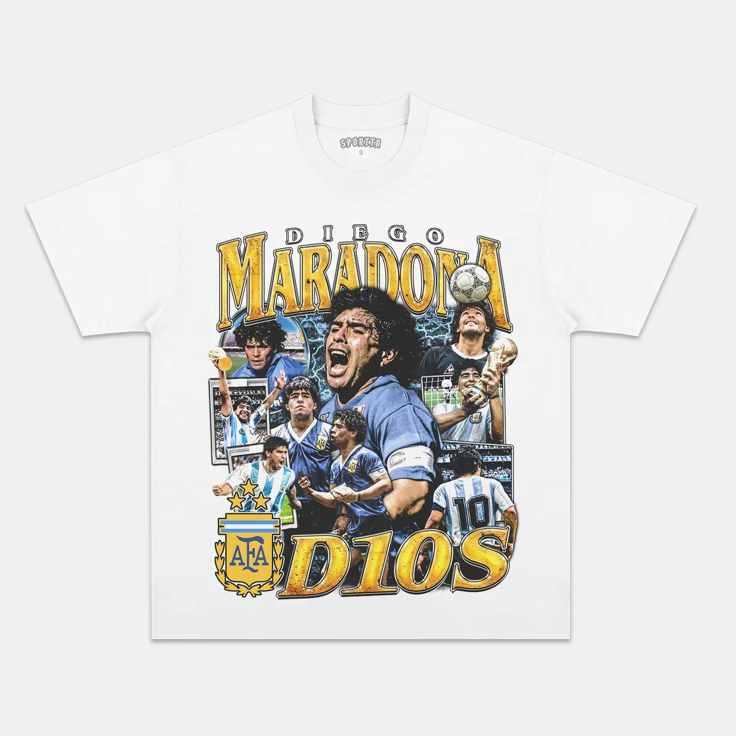 Unisex-Adult Ultra Cotton Washed T-Shirt Graphic  DIEGO MARADONA V2 TEE 