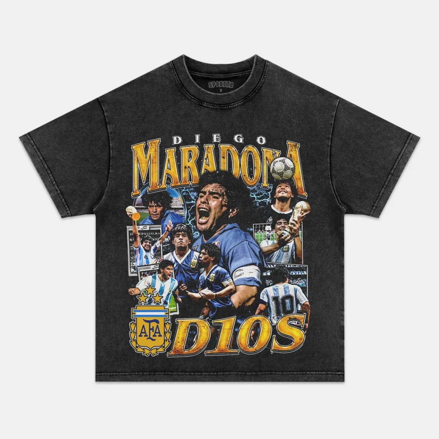 Unisex-Adult Ultra Cotton Washed T-Shirt Graphic DIEGO MARADONA V2 TEE