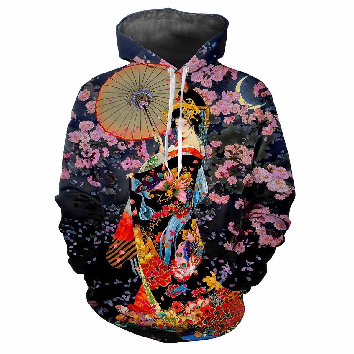 Japanese Kabuki 3D Harajuku Printed Cartoon Anime Cool Fashion Avant-garde Men's Women's Soft And Comfortable Trendy Hoodie 
