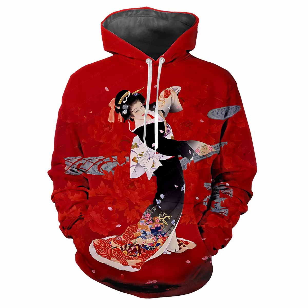 Japanese Kabuki 3D Harajuku Printed Cartoon Anime Cool Fashion Avant-garde Men's Women's Soft And Comfortable Trendy Hoodie 