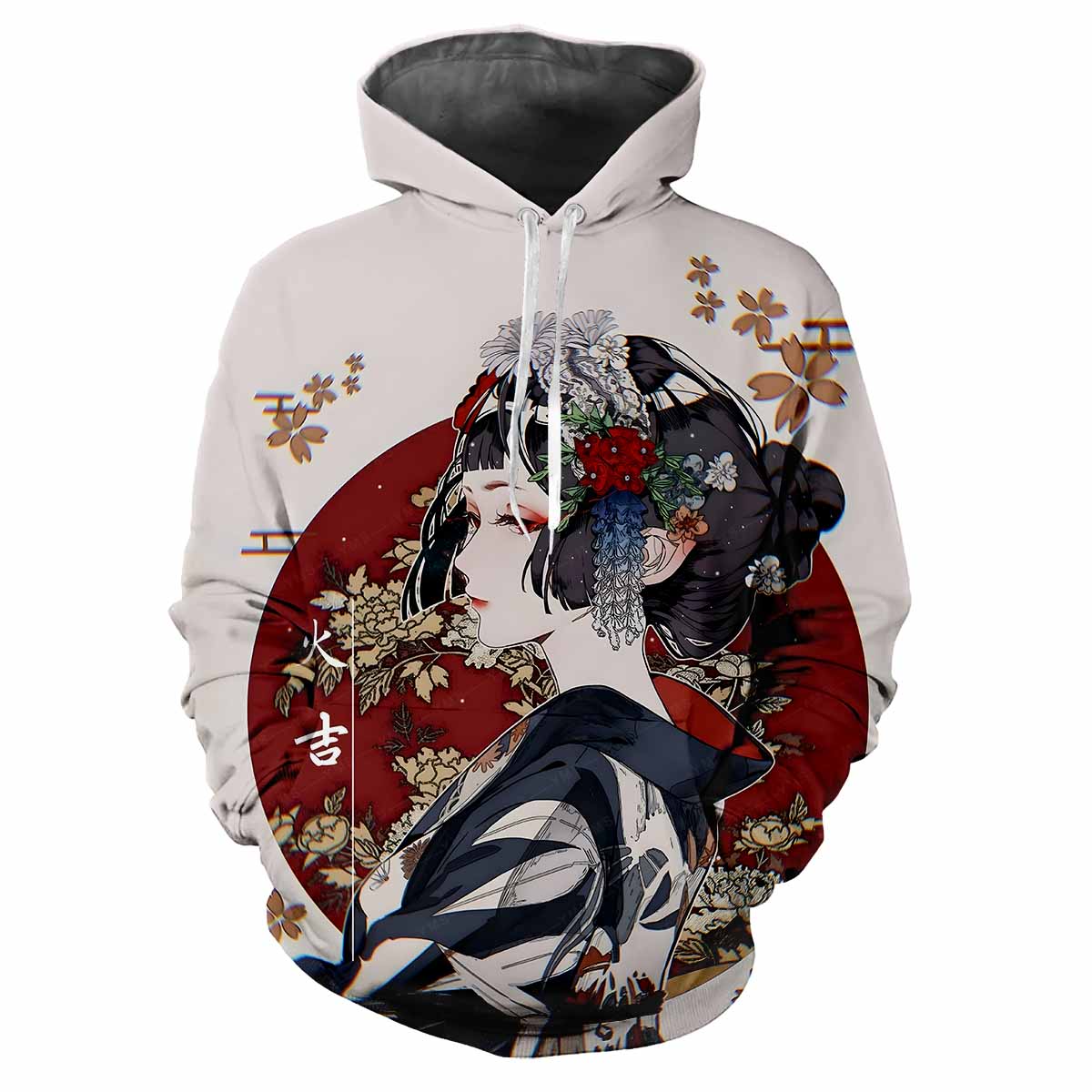 Japanese Kabuki 3D Harajuku Printed Cartoon Anime Cool Fashion Avant-garde Men's Women's Soft And Comfortable Trendy Hoodie 