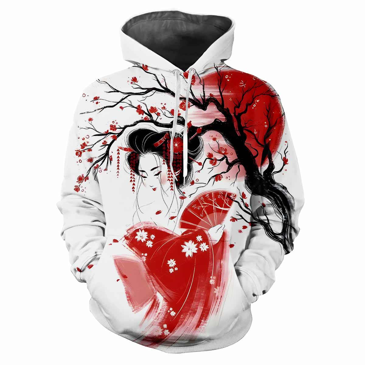 Japanese Kabuki 3D Harajuku Printed Cartoon Anime Cool Fashion Avant-garde Men's Women's Soft And Comfortable Trendy Hoodie 