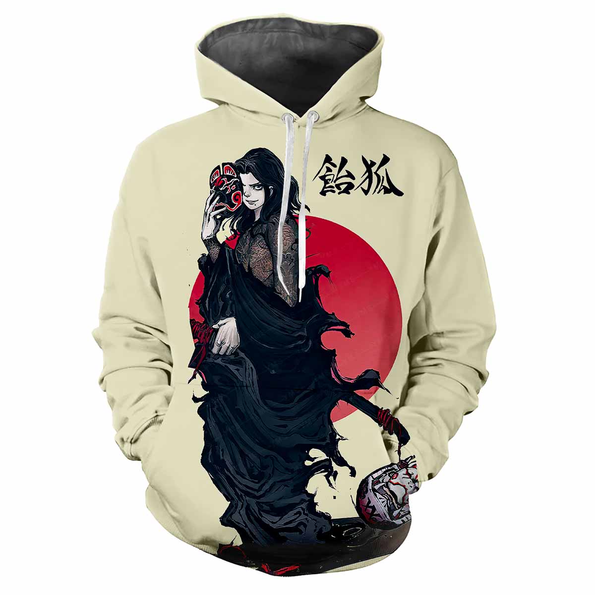Japanese Kabuki 3D Harajuku Printed Cartoon Anime Cool Fashion Avant-garde Men's Women's Soft And Comfortable Trendy Hoodie 