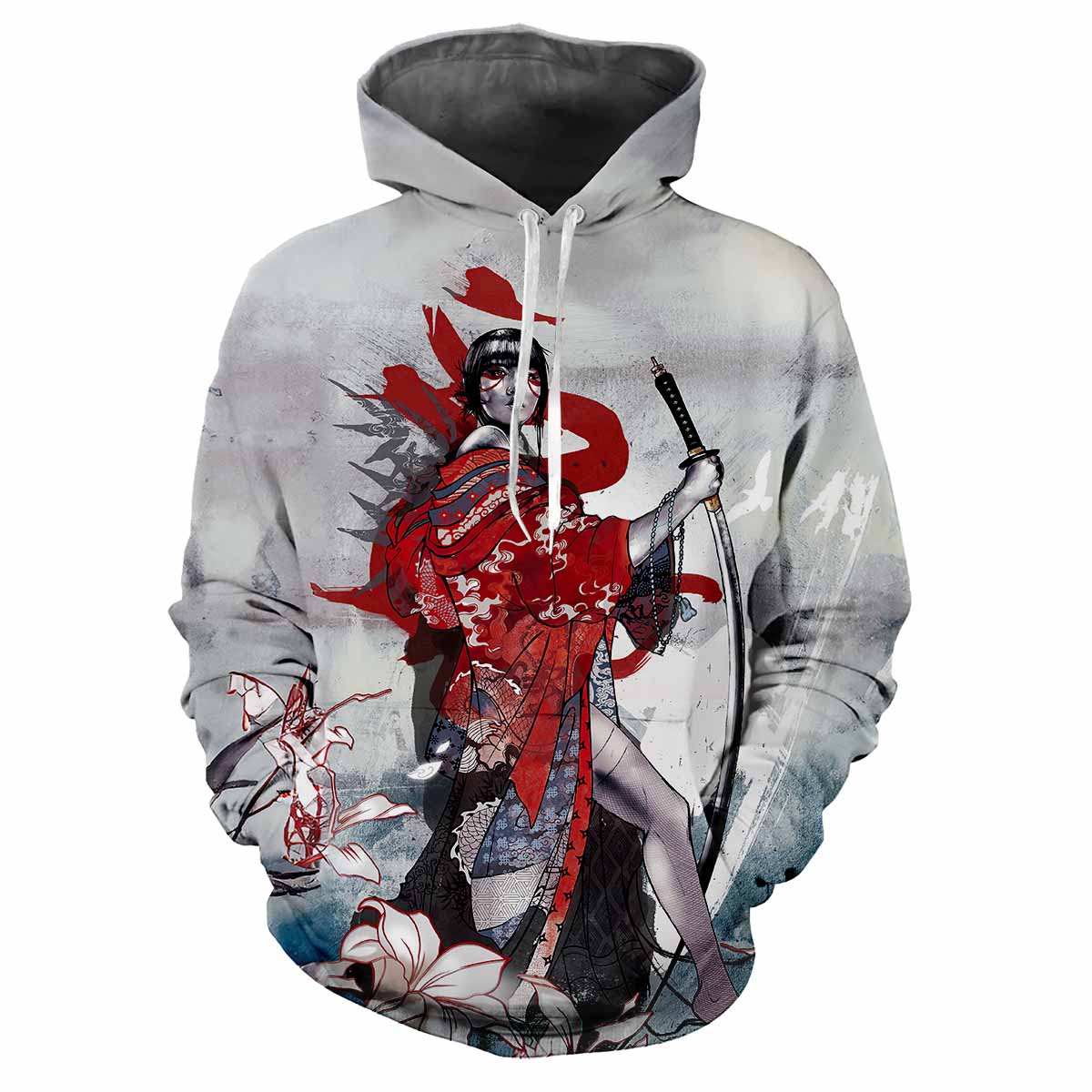 Japanese Kabuki 3D Harajuku Printed Cartoon Anime Cool Fashion Avant-garde Men's Women's Soft And Comfortable Trendy Hoodie 