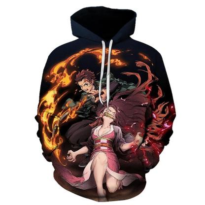 Anime Demon Slayer Series 3D Printed Long Sleeve Casual Cotton Hoodie 