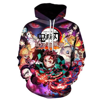 Anime Demon Slayer Series 3D Printed Long Sleeve Casual Cotton Hoodie 