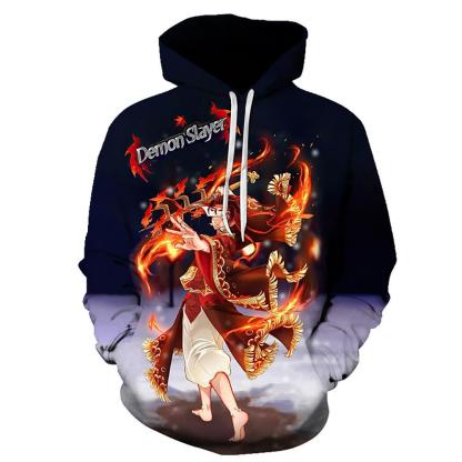 Anime Demon Slayer Series 3D Printed Long Sleeve Casual Cotton Hoodie 