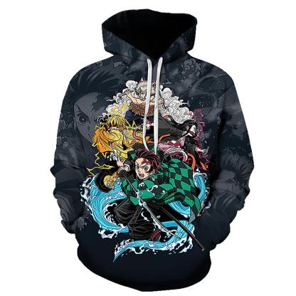 Anime Demon Slayer Series 3D Printed Long Sleeve Casual Cotton Hoodie 