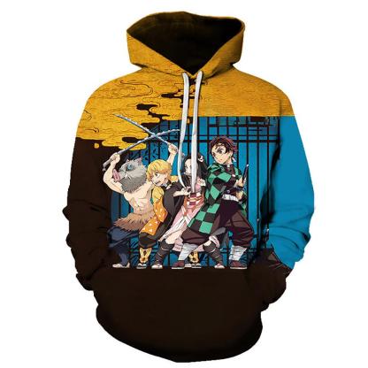Anime Demon Slayer Series 3D Printed Long Sleeve Casual Cotton Hoodie 