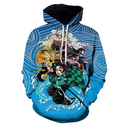 Anime Demon Slayer Series 3D Printed Long Sleeve Casual Cotton Hoodie 