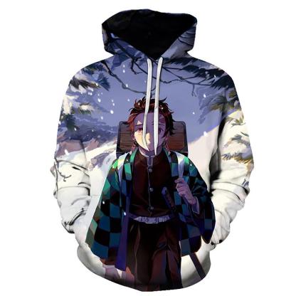 Anime Demon Slayer Series 3D Printed Long Sleeve Casual Cotton Hoodie 