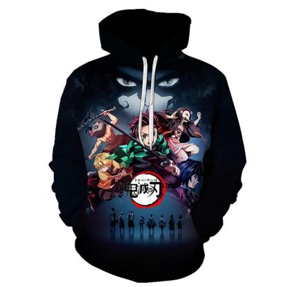 Anime Demon Slayer Series 3D Printed Long Sleeve Casual Cotton Hoodie 