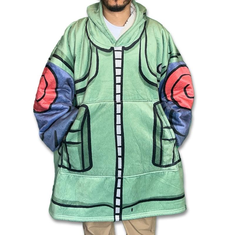 Unisex Anime Naruto Blanket Hooded Flannel Blanket Pajamas