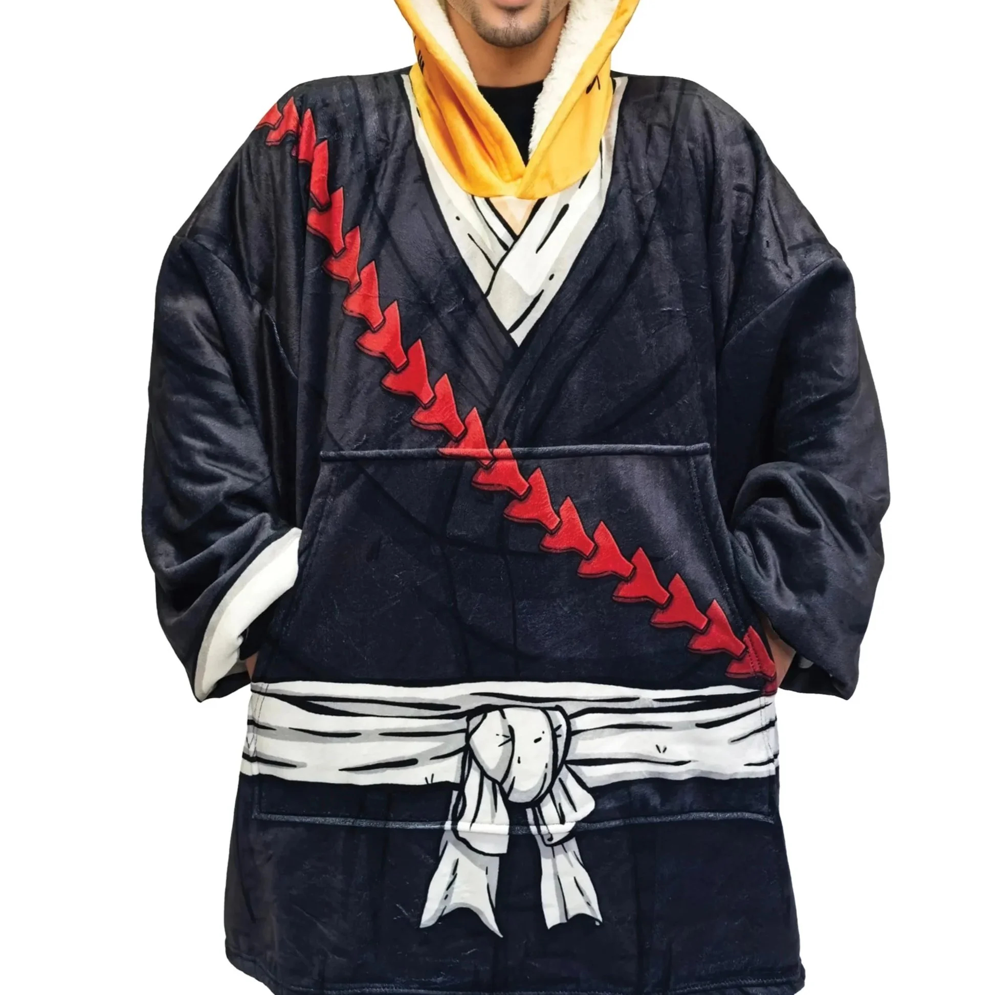 Unisex Anime Naruto Hoshigaki Kisame Blanket Hooded Flannel Blanket Pajamas