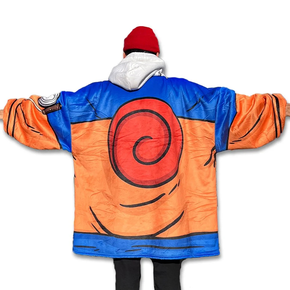 Unisex Anime Naruto Blanket Hooded Flannel Blanket Pajamas