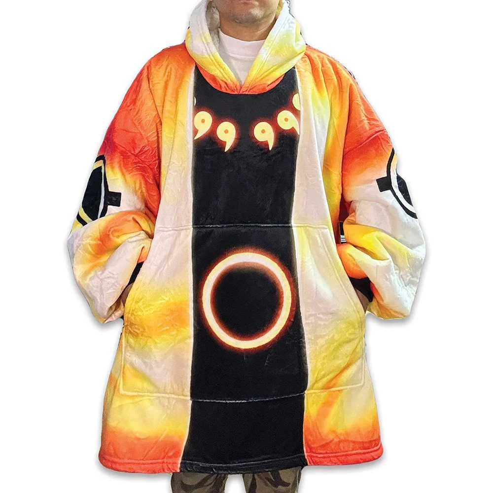 Unisex Anime Naruto Blanket Hooded Flannel Blanket Pajamas