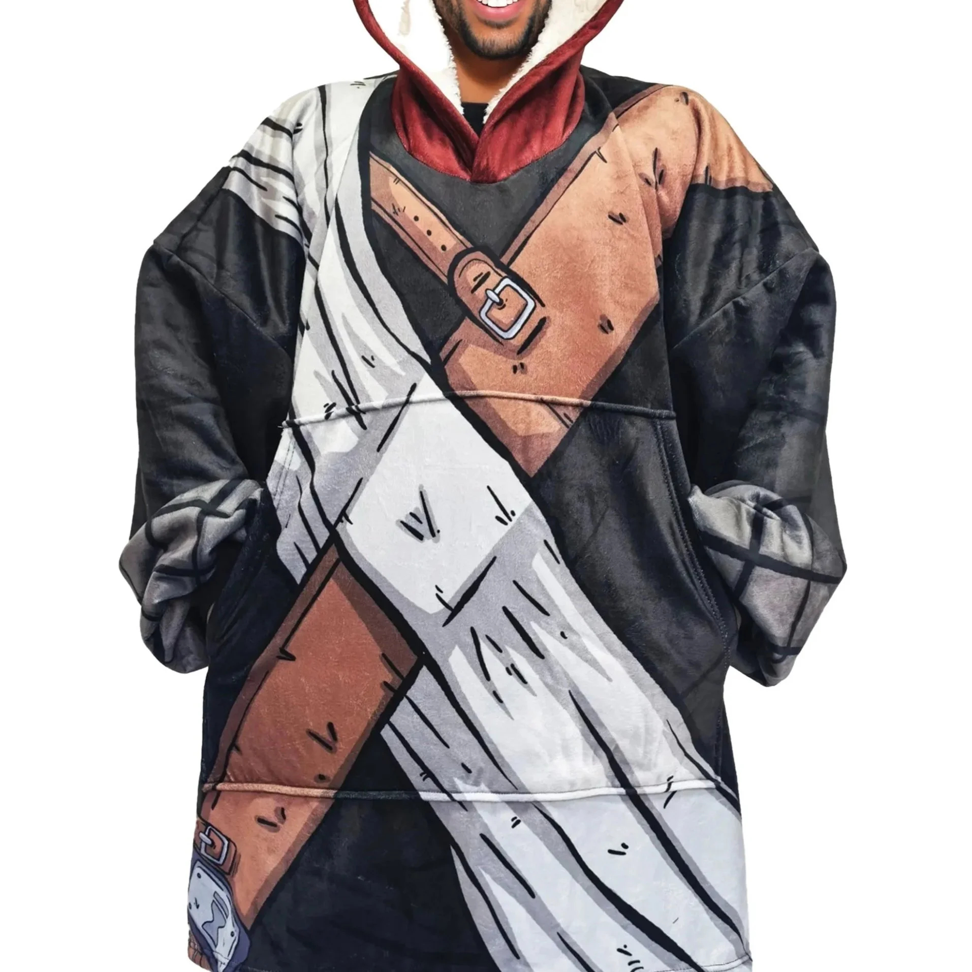 Unisex Anime Naruto Gaara Blanket Hooded Flannel Blanket Pajamas