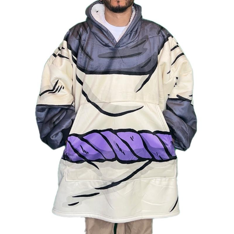 Unisex Anime Naruto Blanket Hooded Flannel Blanket Pajamas
