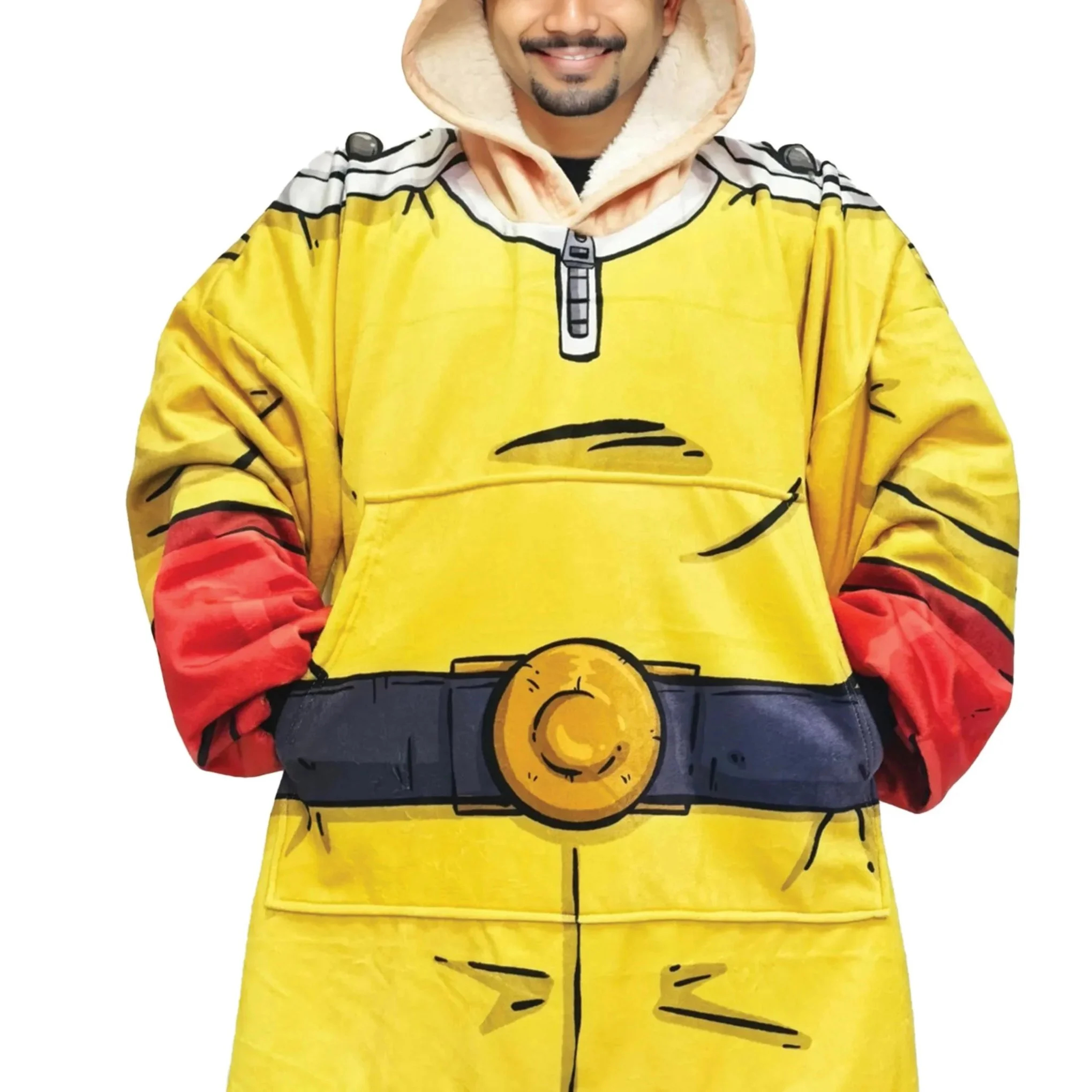 Unisex Anime One Punch Blanket Hooded Flannel Blanket Pajamas