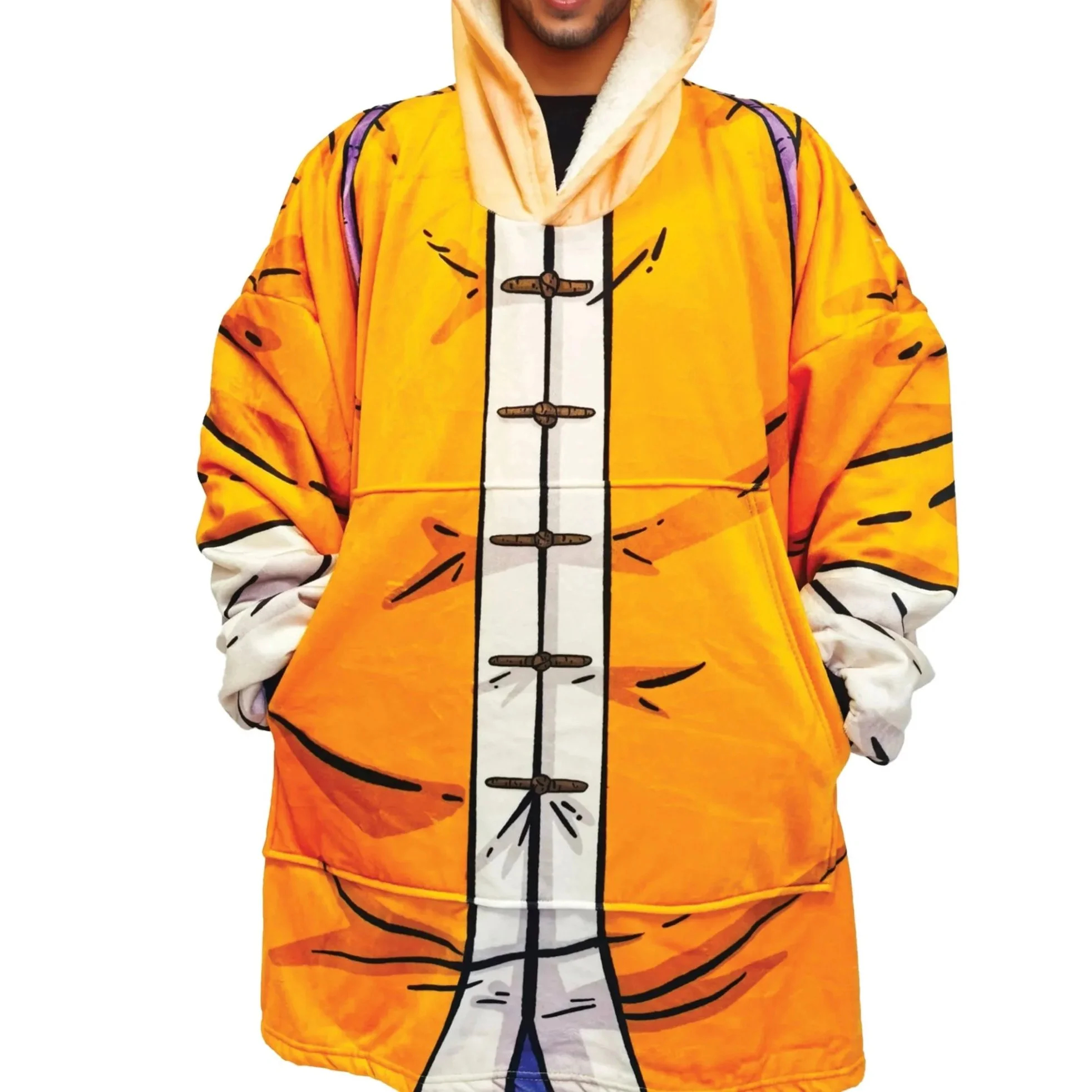 Unisex Anime Dragon Ball Goku Blanket Hooded Flannel Blanket Pajamas