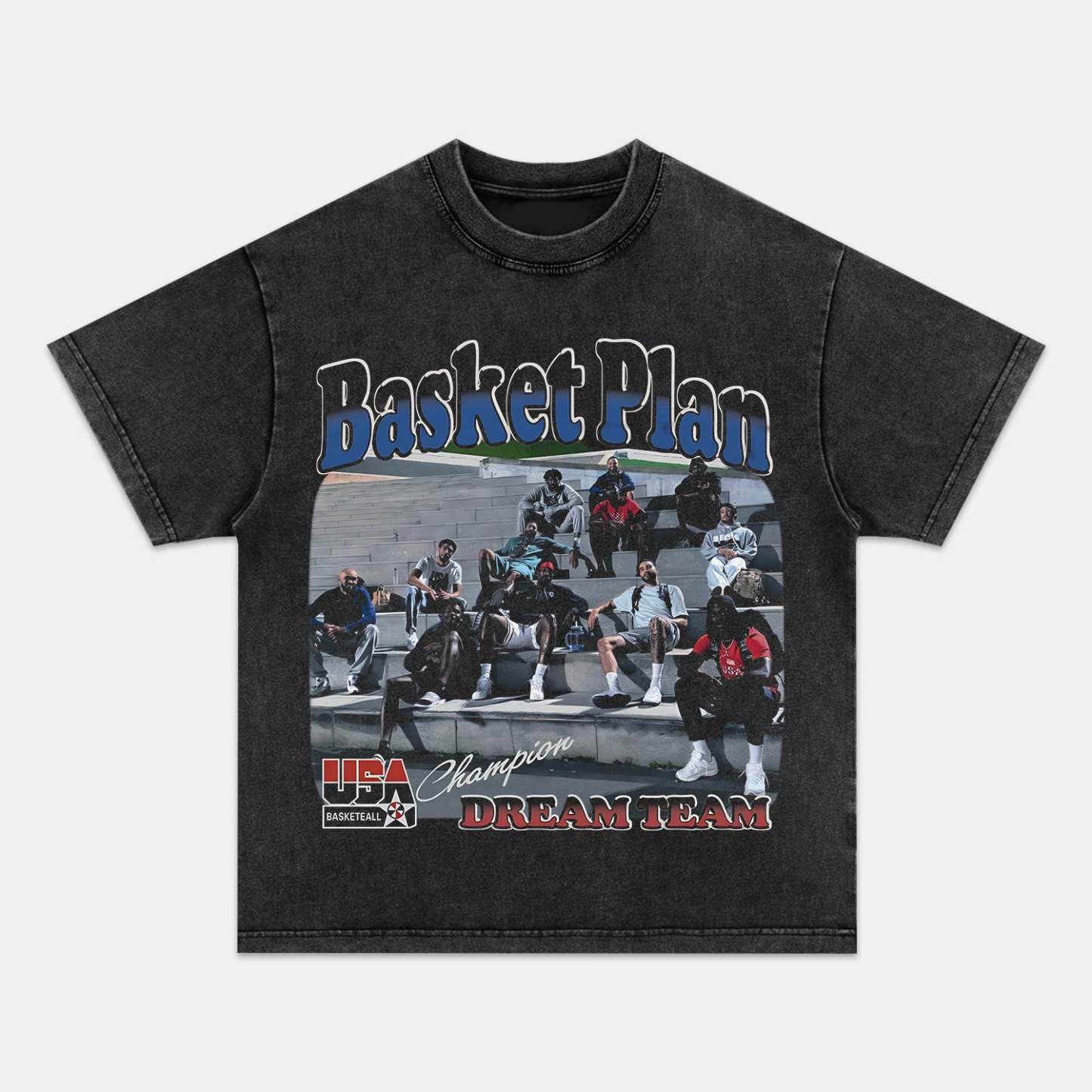 Unisex-Adult Ultra Cotton Washed T-Shirt Graphic DREAM TEAM FAMILY POR