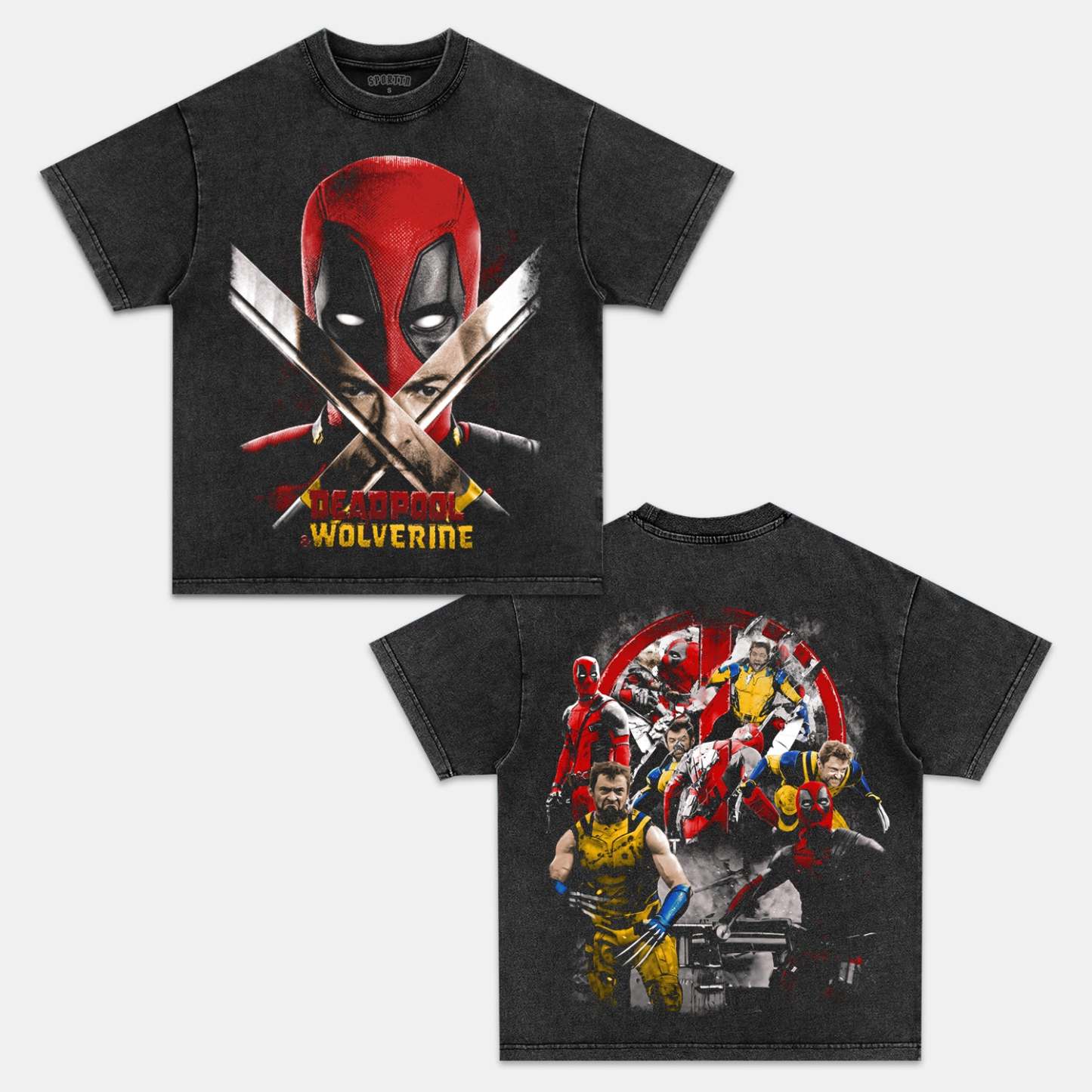 Unisex-Adult Ultra Cotton Washed T-Shirt Graphic DEADPOOL & WOLVERINE V2 TEE