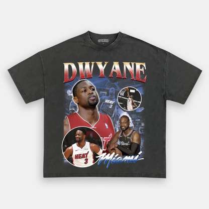 Unisex-Adult Ultra Cotton Washed T-Shirt Graphic  Dwyane Wade  Tee 