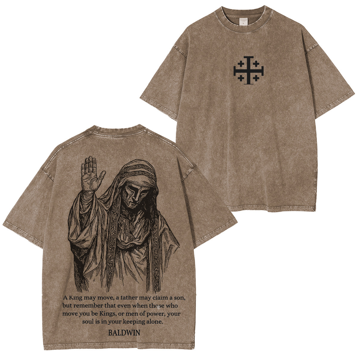 Baldwin IV never gave in to illness King of Jerusalem Version 2 Washed Unisex T-Shirt