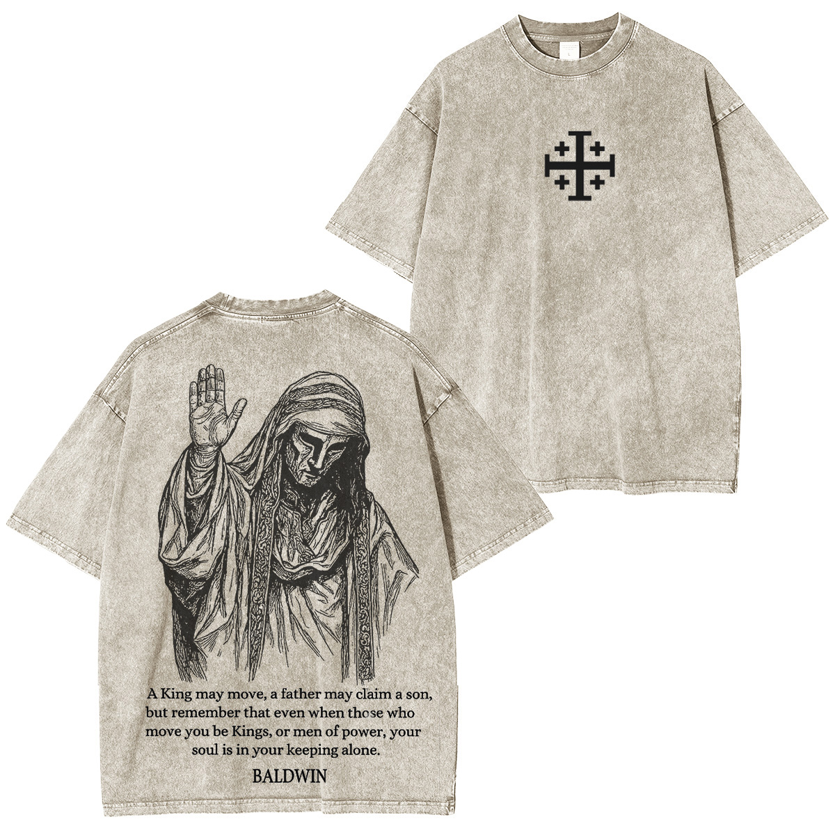 Baldwin IV never gave in to illness King of Jerusalem Version 2 Washed Unisex T-Shirt