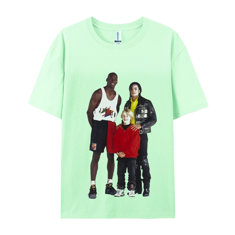 Unisex-Adult Ultra Cotton Washed T-Shirt Graphic MICHAEL JORDAN-MICHAEL JACKSON-MACAULAY CULKIN TEE