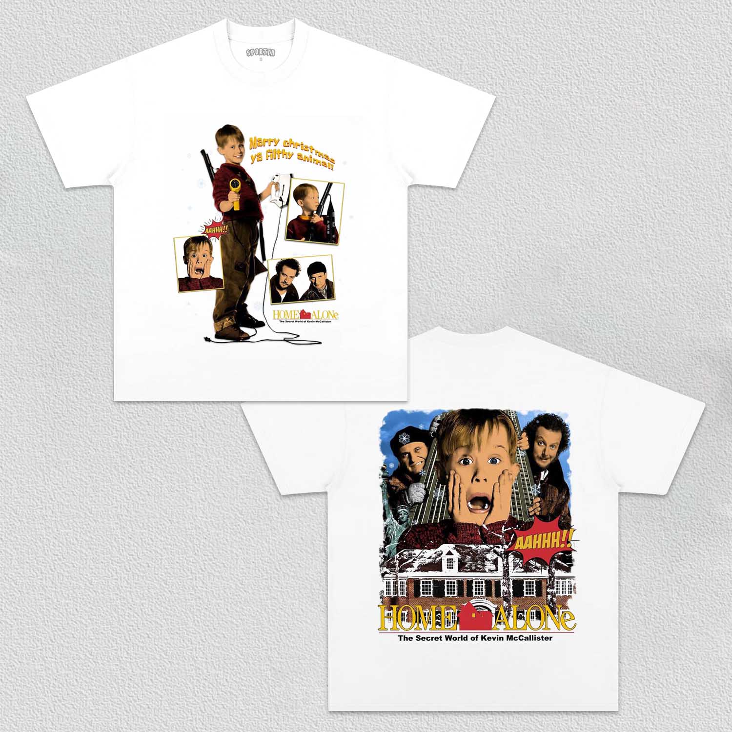 Unisex-Adult Ultra Cotton Washed T-Shirt Graphic Home Alone TEE 