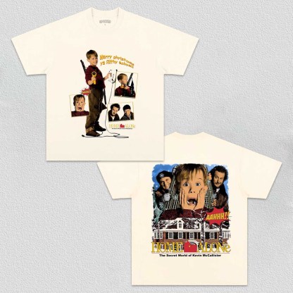 Unisex-Adult Ultra Cotton Washed T-Shirt Graphic Home Alone TEE 