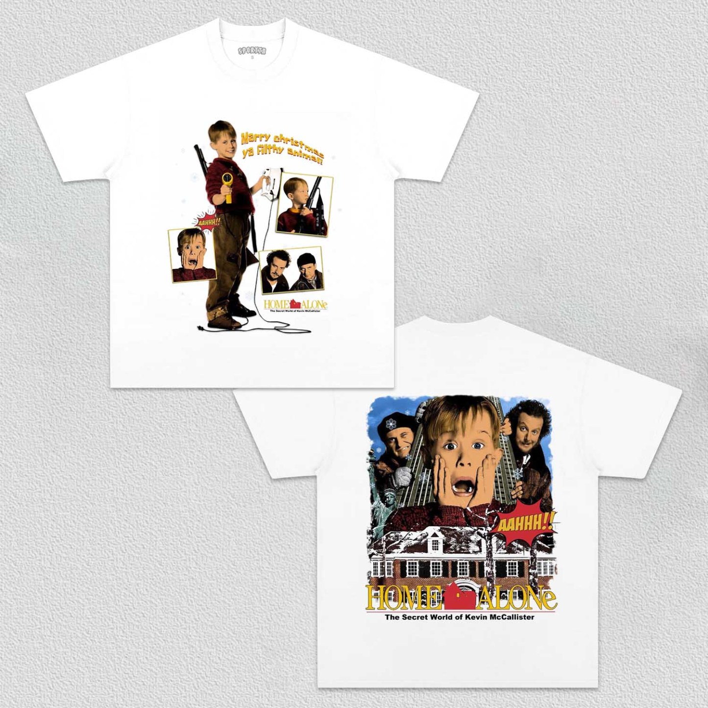 Unisex-Adult Ultra Cotton Washed T-Shirt Graphic Home Alone TEE 