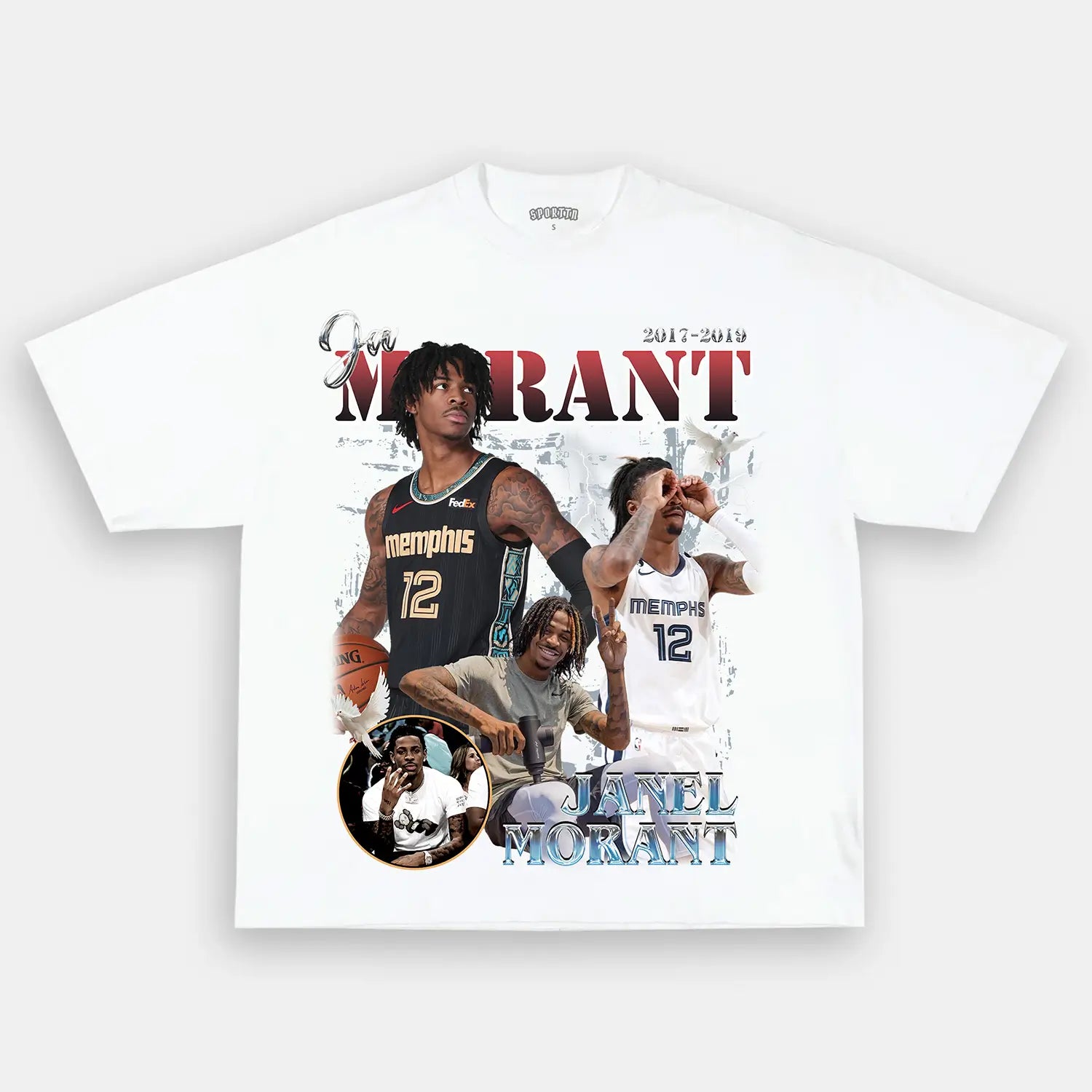 Unisex-Adult Ultra Cotton Washed T-Shirt Graphic Ja Morant Tee 