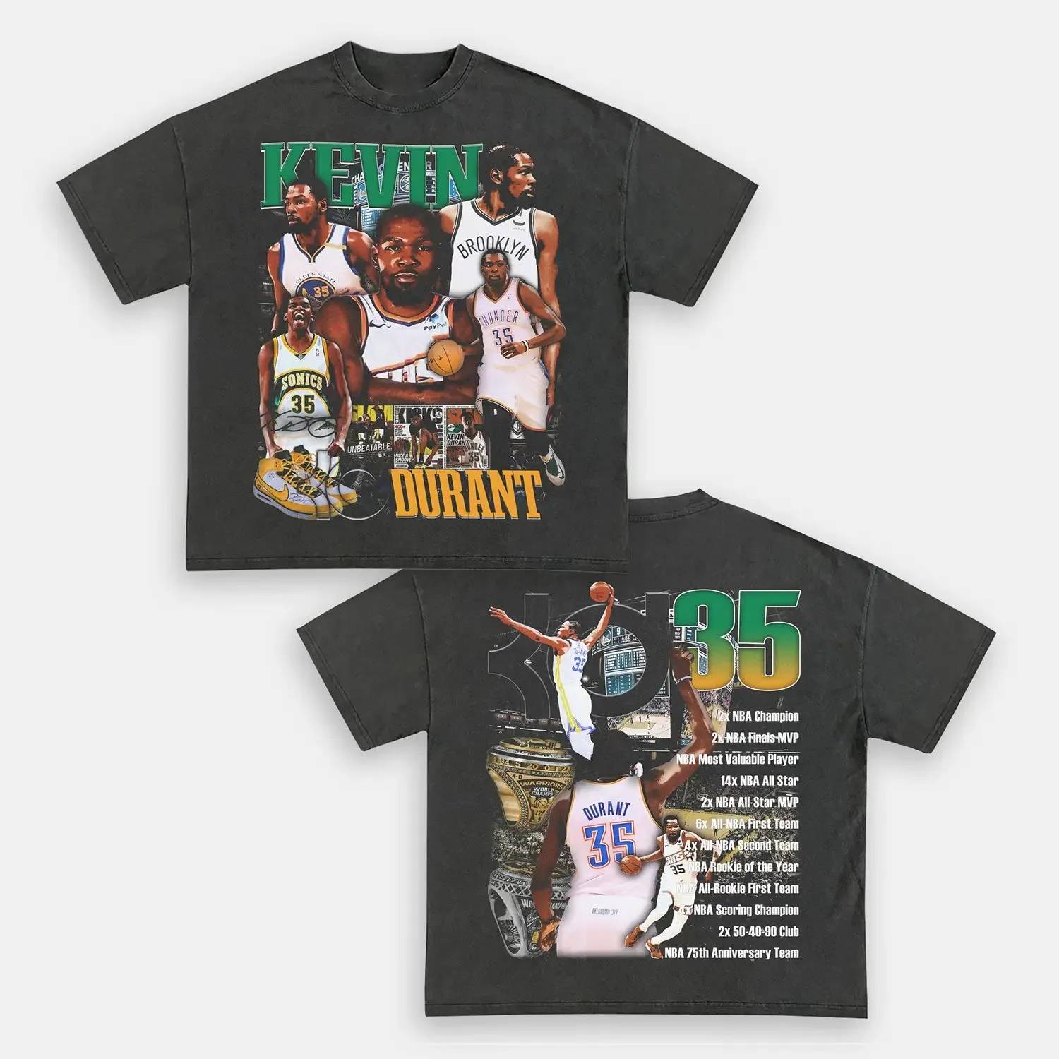 Unisex-Adult Ultra Cotton Washed T-Shirt Graphic KEVIN DURANT TEE - [DS] 