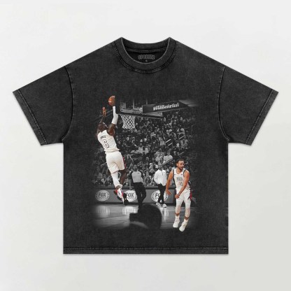 Unisex-Adult Ultra Cotton Washed T-Shirt Graphic  LEBRON JAMES AND STEPHEN CURRY TEE 