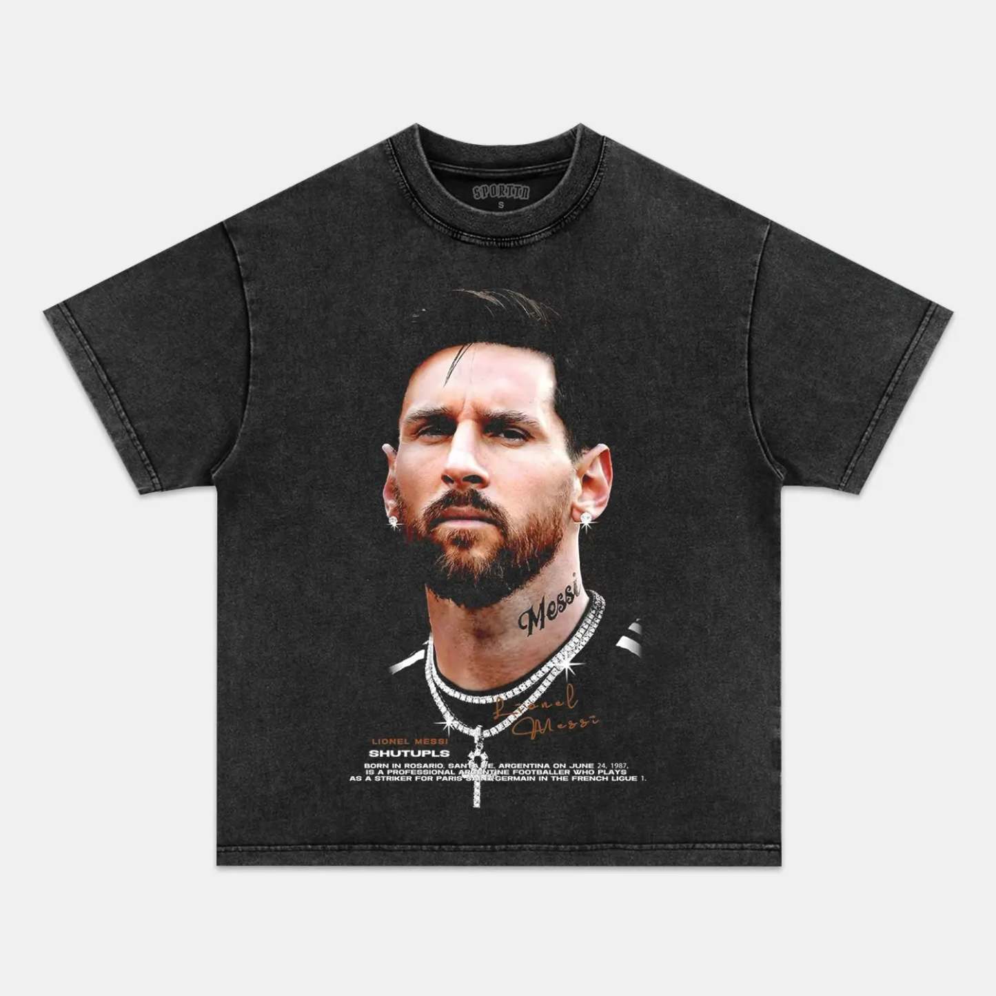 Unisex-Adult Ultra Cotton Washed T-Shirt Graphic LEO MESSI TEE