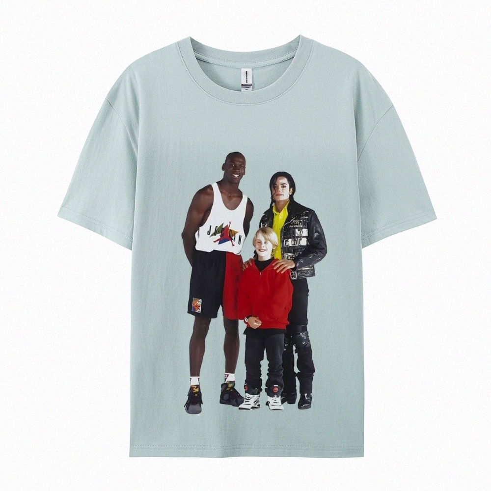 Unisex-Adult Ultra Cotton Washed T-Shirt Graphic MICHAEL JORDAN-MICHAEL JACKSON-MACAULAY CULKIN TEE
