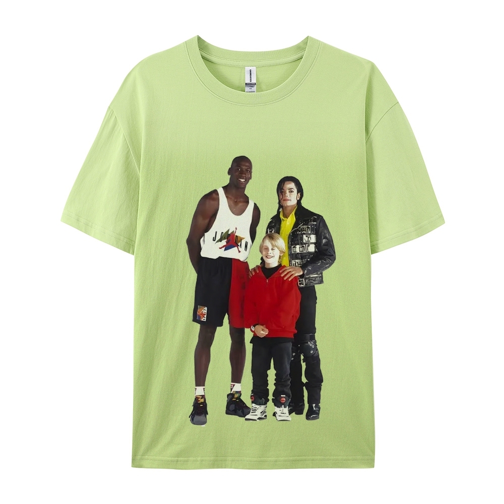 Unisex-Adult Ultra Cotton Washed T-Shirt Graphic MICHAEL JORDAN-MICHAEL JACKSON-MACAULAY CULKIN TEE