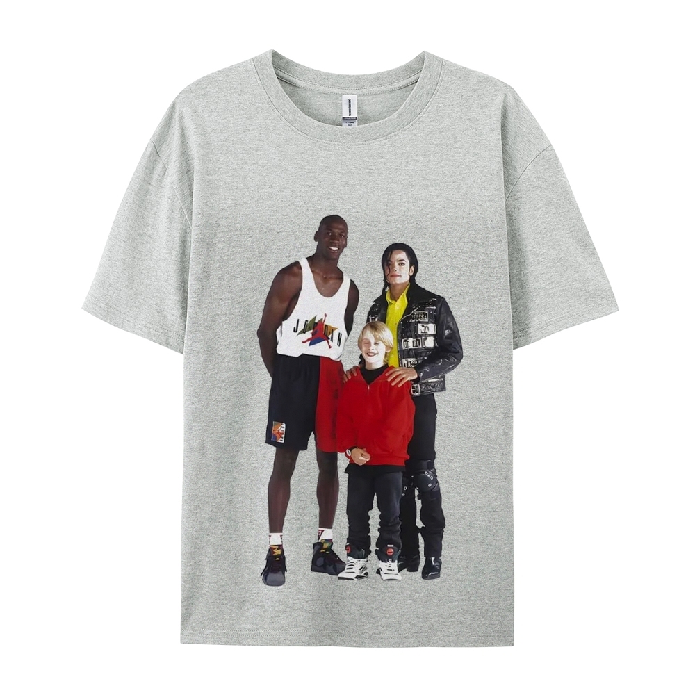 Unisex-Adult Ultra Cotton Washed T-Shirt Graphic MICHAEL JORDAN-MICHAEL JACKSON-MACAULAY CULKIN TEE