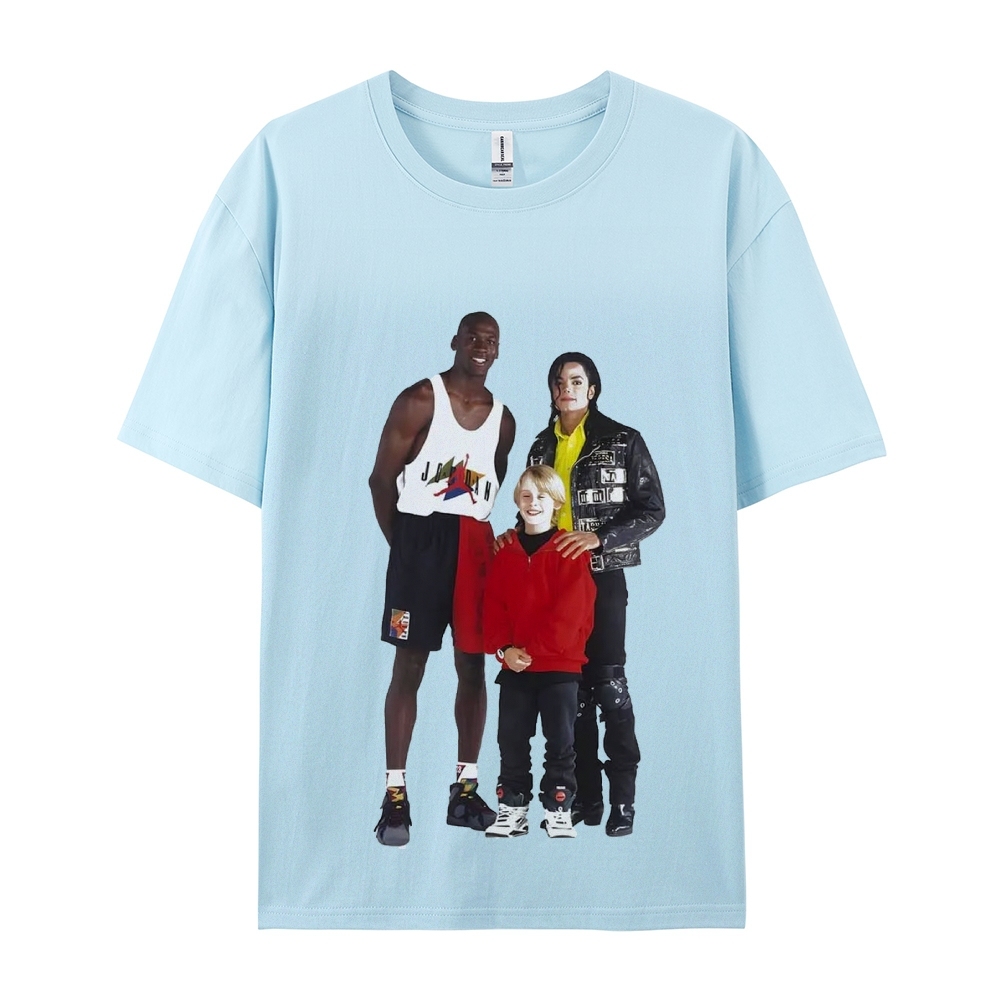 Unisex-Adult Ultra Cotton Washed T-Shirt Graphic MICHAEL JORDAN-MICHAEL JACKSON-MACAULAY CULKIN TEE